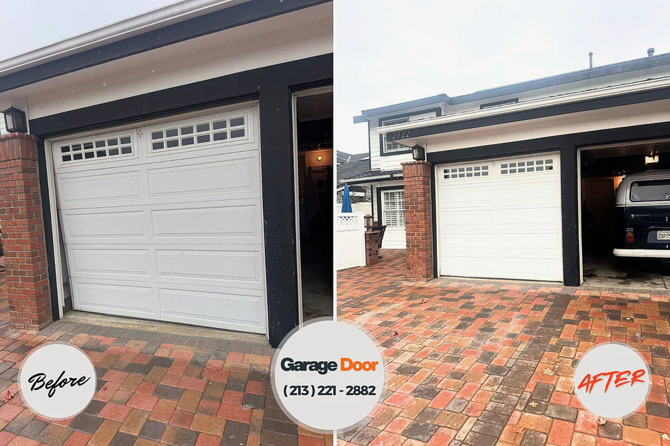 Before and after: garage door repair Lake Villa, IL
